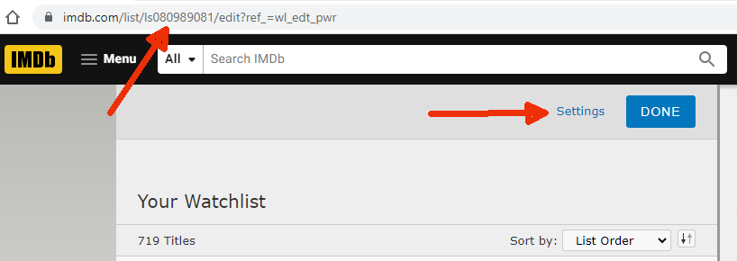 IMDB - Edit your watchlist